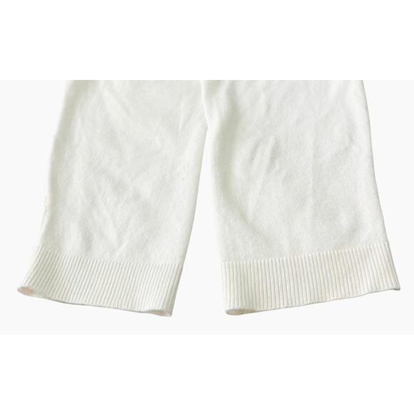 VERVE AMI OPEN- FRONT SLIGHTLY RUFFLED HEMLINE SWEATER, WOMENS-XL-IVORY, LNG SLV - Picture 8 of 12